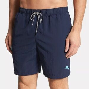 Tommy Bahama‎ Navy Blue Naples Happy Go Cargo 6-inch Swim Trunks Mens Sz L